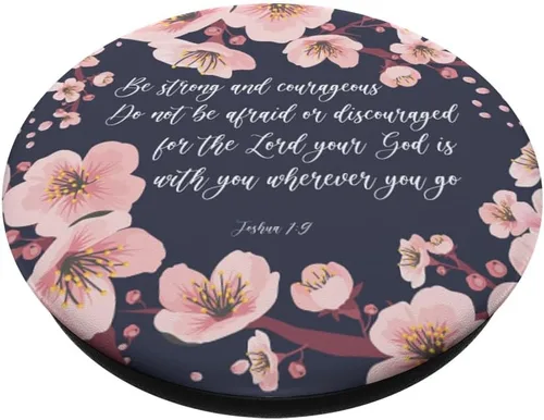 Miniatura 2 de Joshua 1 9 Cristiano Biblia Verso Rosa Azul Scripture Cita PopSockets Swappable PopGrip