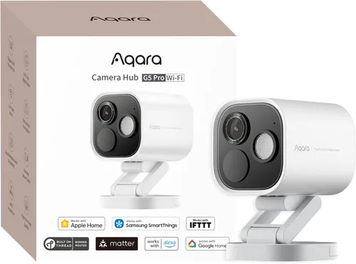 Aqara Cámara Hub G5 Pro de 4MP WiFi, Cámara de Seguridad para Exteriores con Visión Nocturna a Todo Color, WiFi 2.4/5GHz, HomeKit Secure Video,