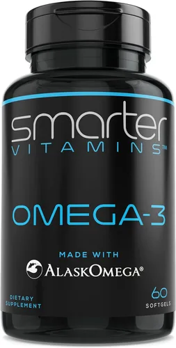 SmarterVitamins Aceite de pescado Omega 3, sabor a fresa, sin eructos, insípido, 2000 mg, DHA EPA Triple fuerza apoyo cerebral, apoyo para las