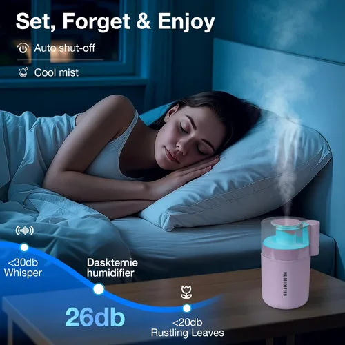 Miniatura 8 de Mini Humidificador Portátil, 180ml USB de Niebla Fría Pequeños Humidificadores para Dormitorio, Humidificación Personal de Escritorio para Coche