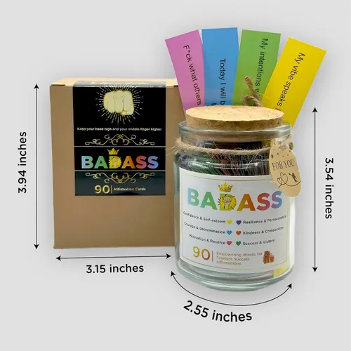 Miniatura 6 de Tarro de Afirmaciones Bádasis, Regalo Inspirador, Afirmaciones Diarias para Mujeres, Regalos Bádasis, Tarjetas de Afirmación Divertidas, Regalos
