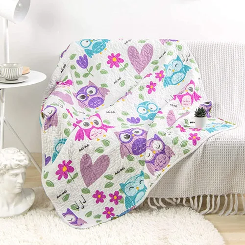 Miniatura 16 de ABREEZE Colcha de colcha para niños, niñas y niños, regalo de cama 100% algodón natural, 43 x 51 pulgadas, tren azul