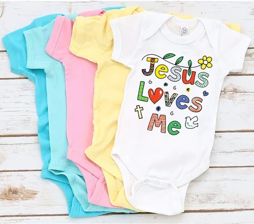 Miniatura 6 de TripleBDesigns Jesus Loves Me Christian Bautism Religious - Body para bebé recién nacido
