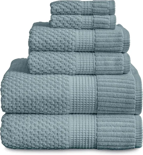 Miniatura 25 de NY Loft Juego de 4 toallas de baño 100% algodón, supersuaves y absorbentes, de secado rápido, 30 x 52 pulgadas, algodón texturizado y duradero