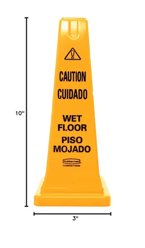 Miniatura 3 de Rubbermaid Commercial Products Cono de seguridad multilingüe de precaución/advertencia para suelos húmedos para restaurante, tienda de comestibles