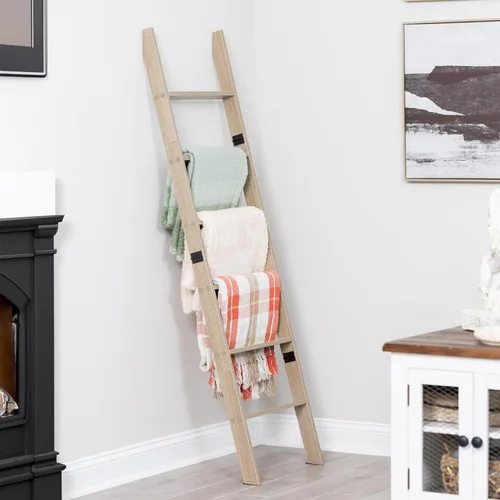 Miniatura 8 de Escalera para manta para sala de estar y dormitorio, 5 pies y 8 pulgadas, 6 niveles laminados inclinados para pared, construcción sin enredos