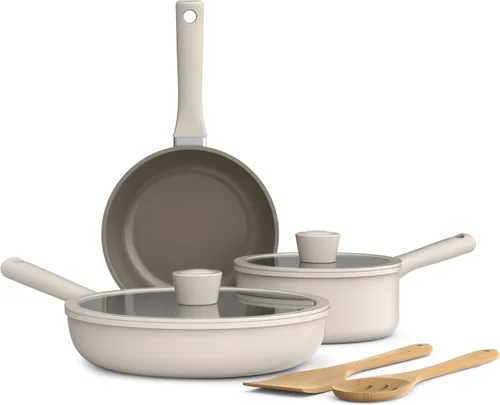 BELLA - Juego de 7 piezas de utensilios de cocina con revestimiento antiadherente EverGood™ de cerámica, apto para lavavajillas y horno, compatible