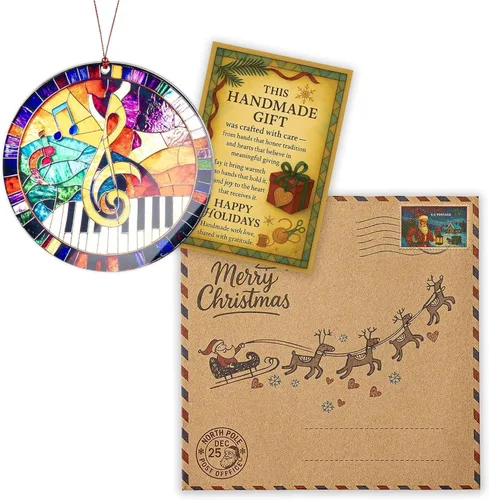 Miniatura 2 de Adornos de piano para árbol de Navidad, adornos de Navidad acrílicos atrapa-rayos, adorno de nota musical con teclas de piano, regalos para músicos