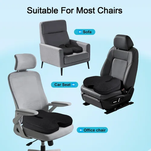 Miniatura 7 de Cojín de asiento de automóvil, cojín de gel de alta calidad y espuma viscoelástica para silla de oficina, para espalda, ciática, coxis, alivio