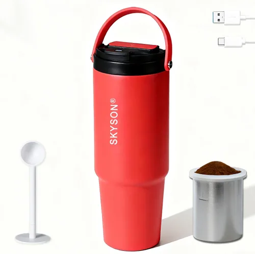 Miniatura 9 de Taza de café portátil para viajes, mini máquina de café expreso, taza térmica de 20 onzas con tapa, filtro eléctrico de extracción rápida, vaso