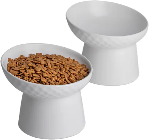 Miniatura 11 de Pequeños cuencos elevados de cerámica para gatos, cuencos elevados inclinados para alimentos o agua, sin estrés, prevención de reflujo, aptos