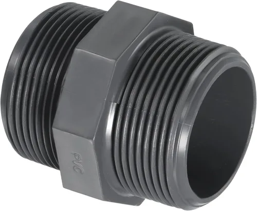 Miniatura 6 de PATIKIL G1 POM - Tetina de rosca macho a macho, paquete de 2 conexiones hexagonales de fontanería, color gris