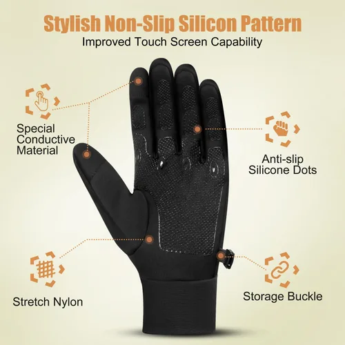 Miniatura 3 de ihuan Guantes de invierno cálidos para correr para mujeres y hombres, dedos súper sensibles para pantalla táctil para clima frío, guantes delgados