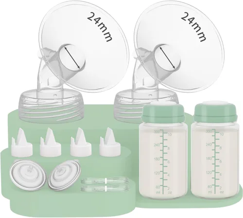 Miniatura 22 de 2 botellas de almacenamiento de leche materna de 10 onzas compatibles con SpectraS1 S2 9 Plus SG/Motif Luna/otros brida de boca ancha, recipiente