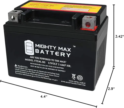 Miniatura 9 de Mighty Max Battery YTX4L-BS - Batería de repuesto para YUAM224LB YB4L-B