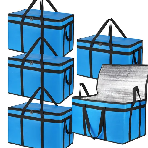 Miniatura 14 de Bodaon - Paquete de 5 bolsas aisladas para entrega de alimentos para comidas frías y calientes, tamaño XXXL, bolsa aislada para catering, bolsa