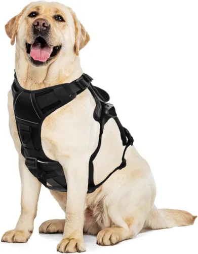 Miniatura 9 de AUROTH Arnés para perro a prueba de escape, chaleco ajustable reflectante acolchado suave con asa de elevación, tamaño mediano