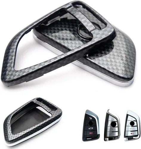 x xotic tech Carcasa para llavero con patrón de fibra de carbono, color negro brillante, compatible con BMW 1 2 5 7 M Series X1 X3 X4 X5 X6 X7 Z4 M3