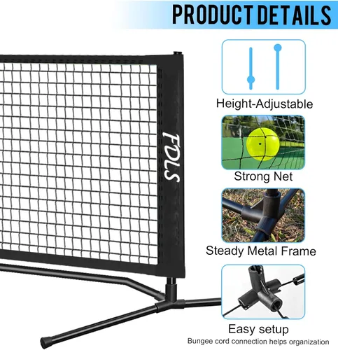 Miniatura 3 de FDLS - Red de bádminton y pickleball portátil de 10 pies con bolsa de transporte para interior y exterior Altura ajustable Fácil de montar