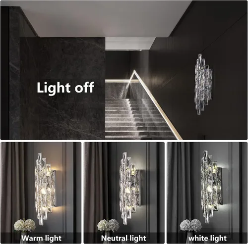 Miniatura 2 de Modernos apliques de pared cromados de cristal, lámparas de pared, lámpara de pared interior, lámparas de montaje en pared para sala de estar