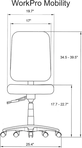 Miniatura 2 de Workpro™ - Silla - Silla de trabajo multifunción de tela de movilidad, negro/negro x 39 pulgadas de alto x 20 pulgadas de ancho - 39 pulgadas