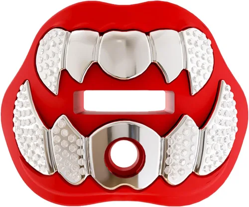 Miniatura 17 de LeCool Protector bucal de fútbol con correa conectada, 3D Beast Chrome, protector bucal para adultos y jóvenes, pieza para deportes para máximo