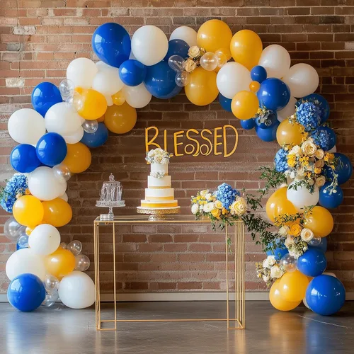 Miniatura 5 de Rubfac - Globos azul rey, 129 unidades, diferentes tamaños, 18, 12, 10 y 5 pulgadas para arco de guirnalda, decoración de cumpleaños azul, baby Azul