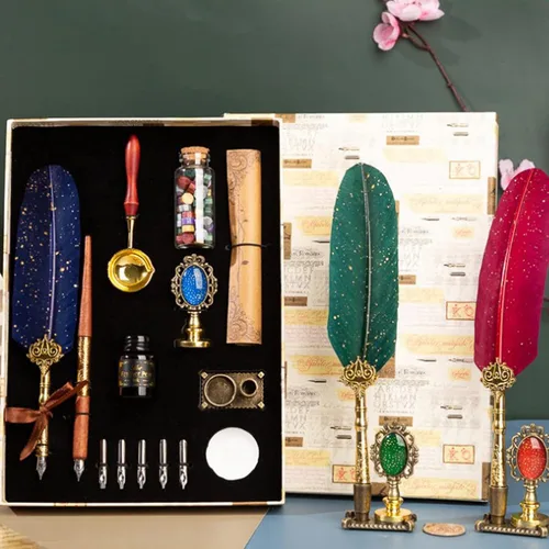 Miniatura 8 de Joyeee Juego de Plumas de Caligrafía, Juego de Pluma de Inmersión que Incluye Perlas de Cera de Sellado, Cuchara de Cera, Plumillas de Repuesto