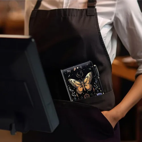 Miniatura 7 de Libros de mesero para camarera, cartera de cuero sintético con bolsillo con cremallera para mesero, organizador de libros para meseros, delantal