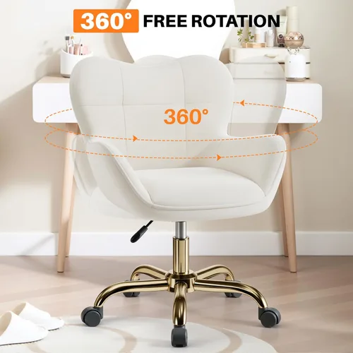 Miniatura 4 de Silla de tocador con ruedas, bonitas sillas de escritorio de oficina en casa, altura ajustable para sala de estar, dormitorio, pequeña silla