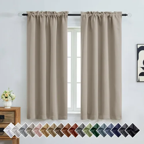 Miniatura 174 de OVZME Cortinas opacas turquesa para tratamiento de ventanas pequeñas, cortinas cortas con bloqueo de luz para ventana de cocina sobre el fregadero