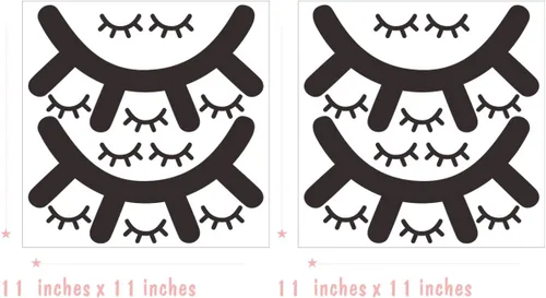 Miniatura 6 de Sleepy Eyes - Calcomanías de pared (12 pares) de pestañas para dormitorio de niñas, calcomanías de pared para niños, arte de pared con ojos