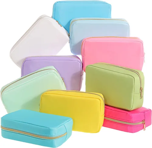 Miniatura 8 de Sweetude 10 bolsas de maquillaje de nailon para mujeres, bolsa organizadora de maquillaje reutilizable, bolsa de viaje para cosméticos, organizador