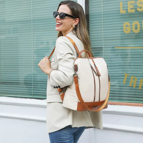 Miniatura 23 de CLUCI - Mochila de cuero para mujer, convertible, grande, para viajar, de diseñadora, moda, casual, bolso de hombro universitario