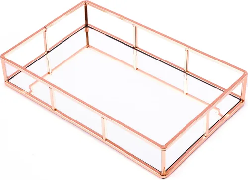 Miniatura 7 de PuTwo Bandeja de espejo, bandeja de perfume plateada, bandeja decorativa, bandeja de tocador de metal, bandeja de joyería, bandejas decorativas