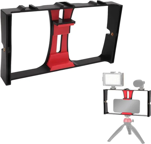 Miniatura 7 de Jaula para cámara de video para teléfono celular, portátil, estabilizador de video, agarre de jaula de video para teléfono con soporte de zapata
