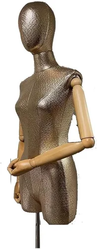 Torso de maniquí femenino, forma de vestido con cabeza y brazos de madera posables, cuerpo torse de maniquí ajustable en altura, modelo de
