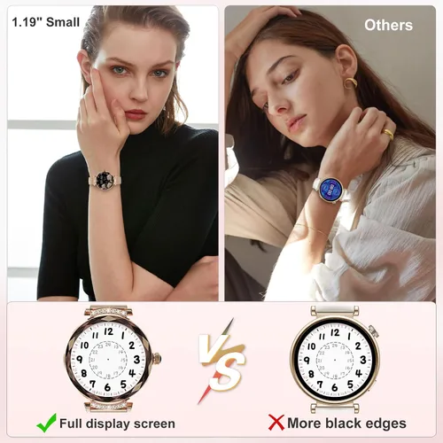 Miniatura 6 de Relojes inteligentes para mujer, responder/hacer llamadas, reloj inteligente AMOLED de 1.19 pulgadas con Bluetooth para teléfonos Android iOS