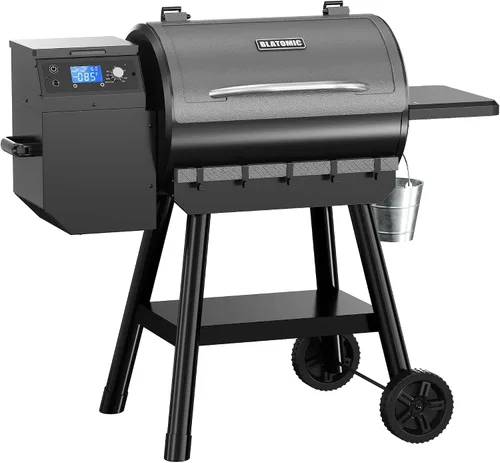 Parrilla ahumadora de pellets de madera con control LCD, área de cocción de 456 in², parrilla de pellets con alimentación automática y eliminación