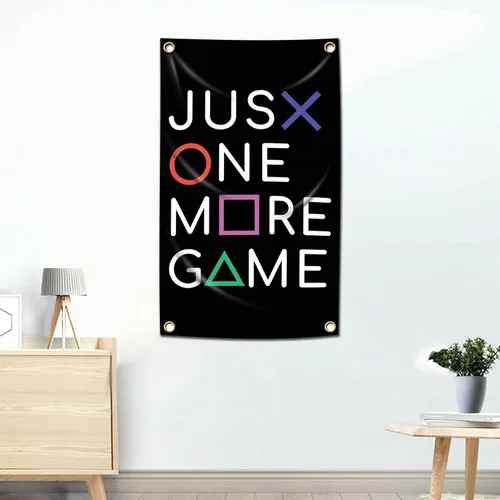 Miniatura 2 de Tapiz JUST ONE MORE GAME Banner Bandera Gaming Tapiz de Pared Videojuegos Decoración del Hogar 3x5 ft Arte Colgante Dormitorio Póster Decoración