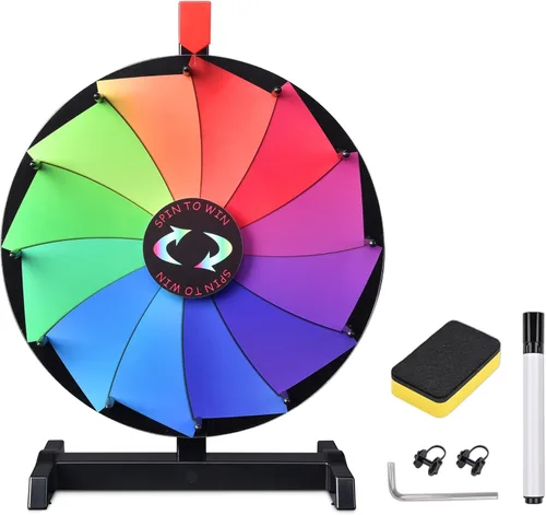 Miniatura 12 de WinSpin rueda de premios de mesa de 12" con 14 ranuras, rueda giratoria editable resistente para juego de fortuna, serie clásica, para carnaval