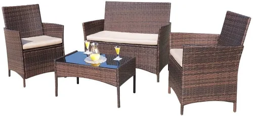 Miniatura 8 de Homall Juego de 4 muebles de patio al aire libre, sillas de mimbre, para uso en interiores y exteriores, patio, porche, jardín, piscina, balcón