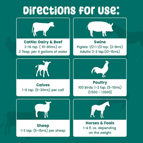 Miniatura 5 de SCD Bio Livestock - Aditivo líquido probiótico para piensos y agua, suplemento digestivo orgánico para vacas, cerdos, caballos, pollos, patos