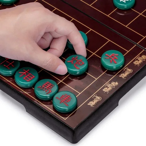 Miniatura 5 de Yellow Mountain Imports Ajedrez Chino (Xiangqi) Juego de Mesa Magnético de Viaje (12.8 Pulgadas) con Piezas de Juego de Color Jade
