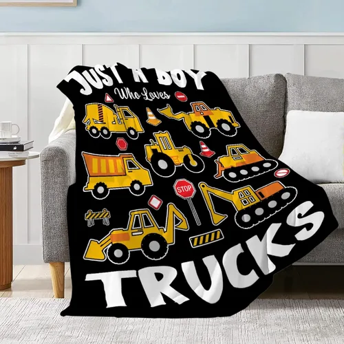Miniatura 2 de Manta de franela de camión de construcción y volquete de tractor Solo un niño al que le encantan los camiones Manta para niños pequeños amantes
