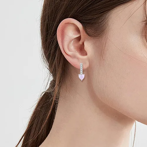 Miniatura 2 de JO WISDOM Pendientes de aro de plata de ley 925 AAA Cubic Zironia Oval Hoop Pendientes con chapado en oro blanco, joyería para mujer