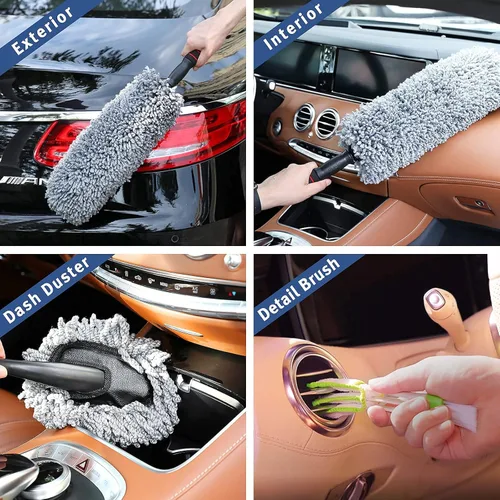 Miniatura 7 de upra Kit de plumero de automóvil, el mejor plumero multiusos de microfibra, herramientas de limpieza interior y exterior, cepillo de detalles