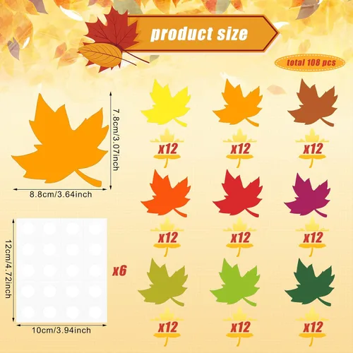 Miniatura 2 de Geyee Juego de 108 tableros de anuncios cristianos de hojas de otoño para Acción de Gracias, hojas religiosas de arce, troqueladas
