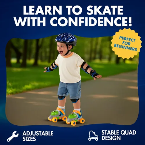Miniatura 5 de Mis Primeros Patines - Patines en línea ajustables de entrenamiento fácil, patines de cuatro ruedas estilo cuádruple para principiantes, niños, Verde