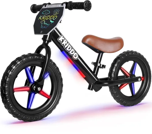 Miniatura 10 de KRIDDO Bicicleta de equilibrio para niños de 2 años, de 18 meses a 5 años, bicicleta de empuje de 12 pulgadas con placa personalizada